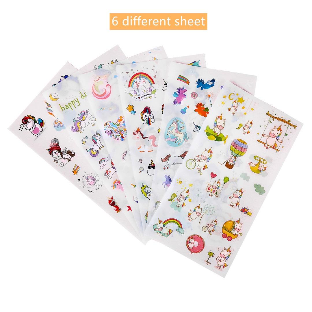

6 листов/комплект, наклейки с радужным единорогом, цветная наклейка с рисунком «счастливый день», украшение для альбома, тетради, канцелярские принадлежности, школьные принадлежности