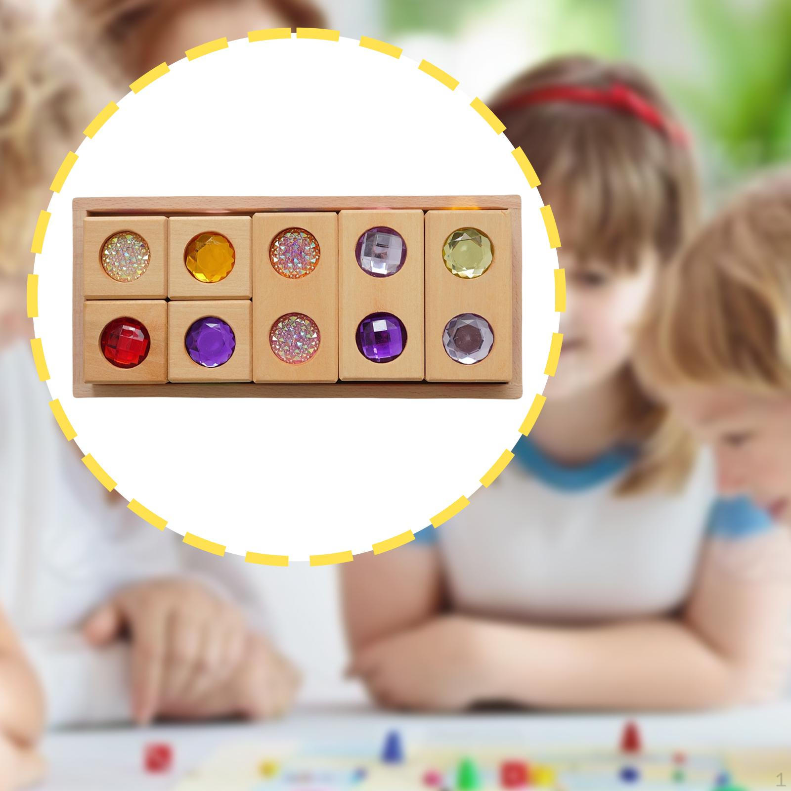 

Acrylic Wooden Blocks Set Stacking Game Colorful Sparkling Toys Educational for Kids