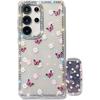Samsung S25Ultra Mobile Phone Case Flash Drill S24FE Butterfly Mirror Bracket A56 Protective Cover