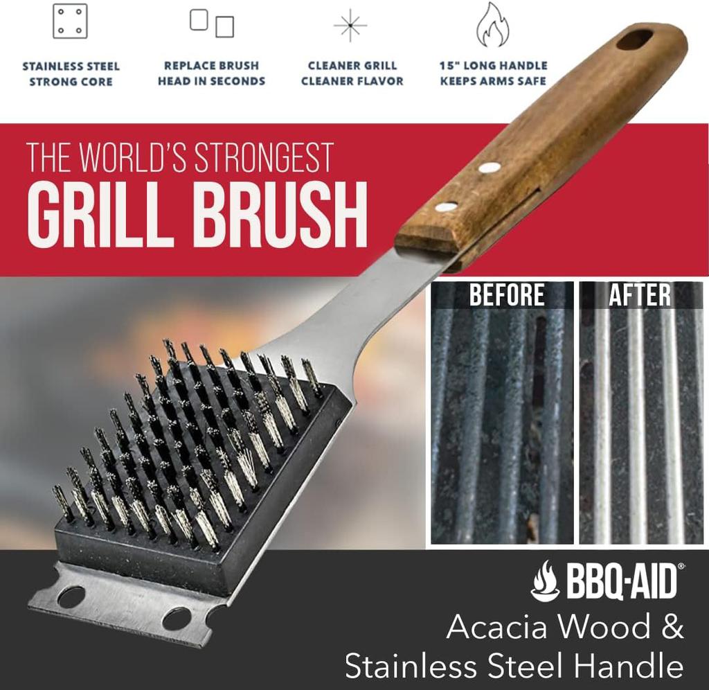 Steel BBQ Brush Grill and Scraper BBQ Cleaner Brush Perfect Tools - Rust Resistant Stainless Steel Barbecue Cleaner