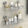 Shower Room Suction Cup Storage Shelf Basket Home Bathroom Organizer floating Shelf Decorative Easy Install Bathroom Accessories