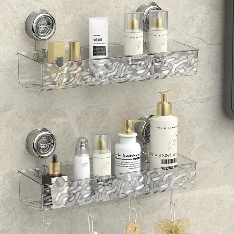 Shower Room Suction Cup Storage Shelf Basket Home Bathroom Organizer floating Shelf Decorative Easy Install Bathroom Accessories