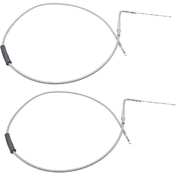 42" Stainless Steel Throttle and Idle Cable Set Fit for Harley Davidson 1996-UP, Idle Cable Set with 90° Elbow Fitting Replace 56579-02A