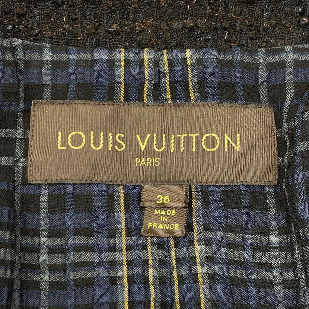 LOUIS VUITTON Black RW102A WRJA14W9F Wool Tweet Jacket Jacket 36 blackUsed