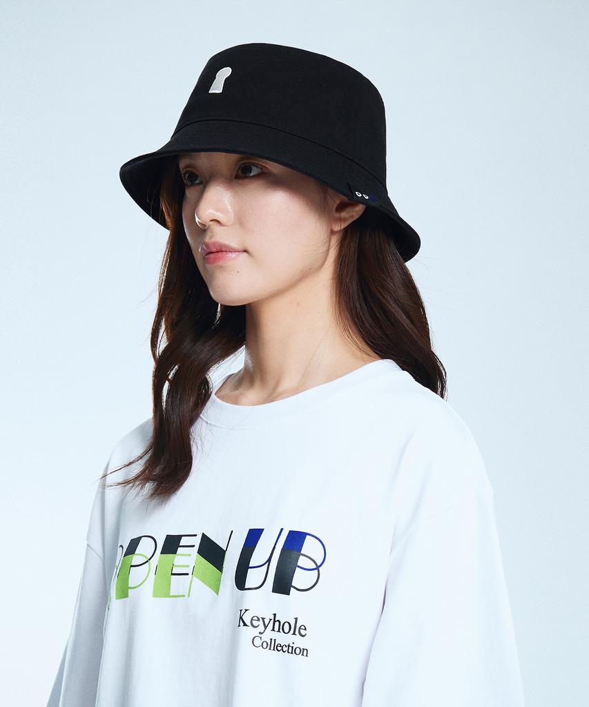 Sekeonmonollogeu Keyhole Signature Logo Bucket Hat Black Seac002Black