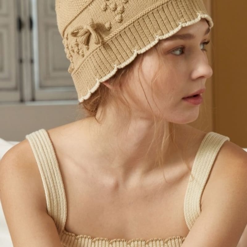 

SOCKS APPEAL ribbon embossing cotton bucket hat beige free