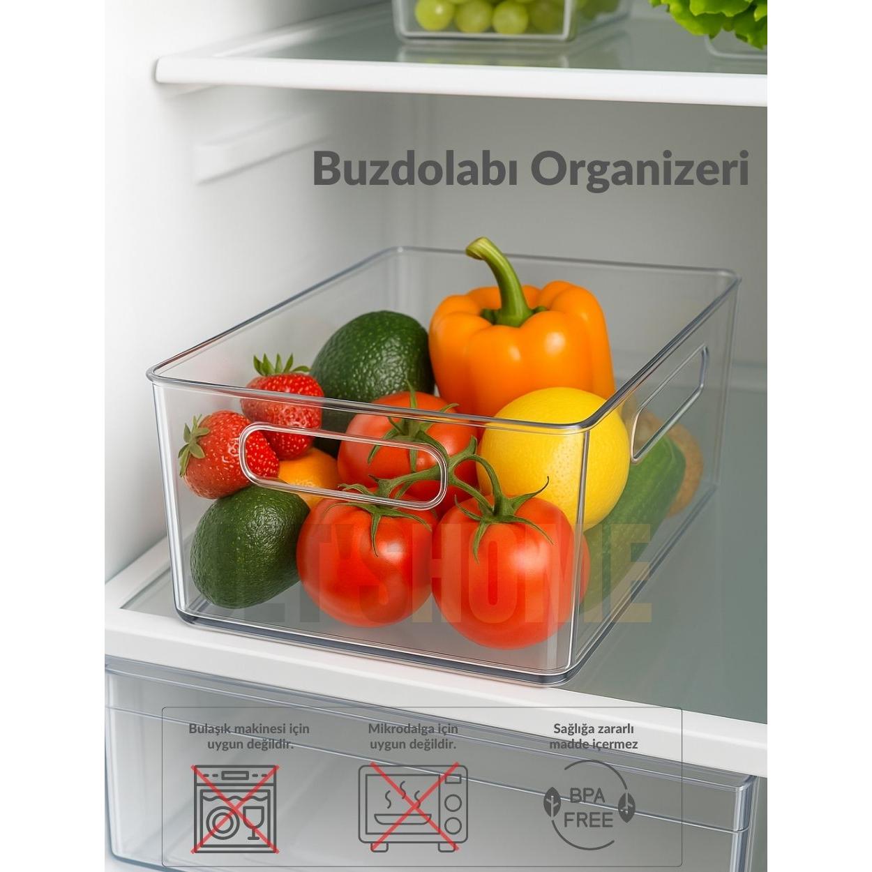 

Buzdolabı İçi Düzenleyici Saklama Organizeri Bpa Free Düzenleyici Darbeye Dayanıklı 29X20X9 cm