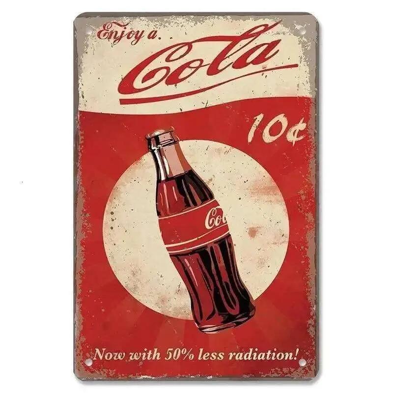 Vintage Metal Tin Signs Soft Drinks Poster with Retro Girls Drinking Cola Bottles Perfect Wall Decor for Bar Pub Club Res 26T0104 26T0104