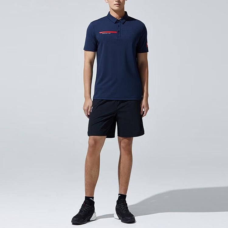 Anta Logo Embroidered Collar Short Sleeve Polo Men Tops Midnight-Blue 152327134-5