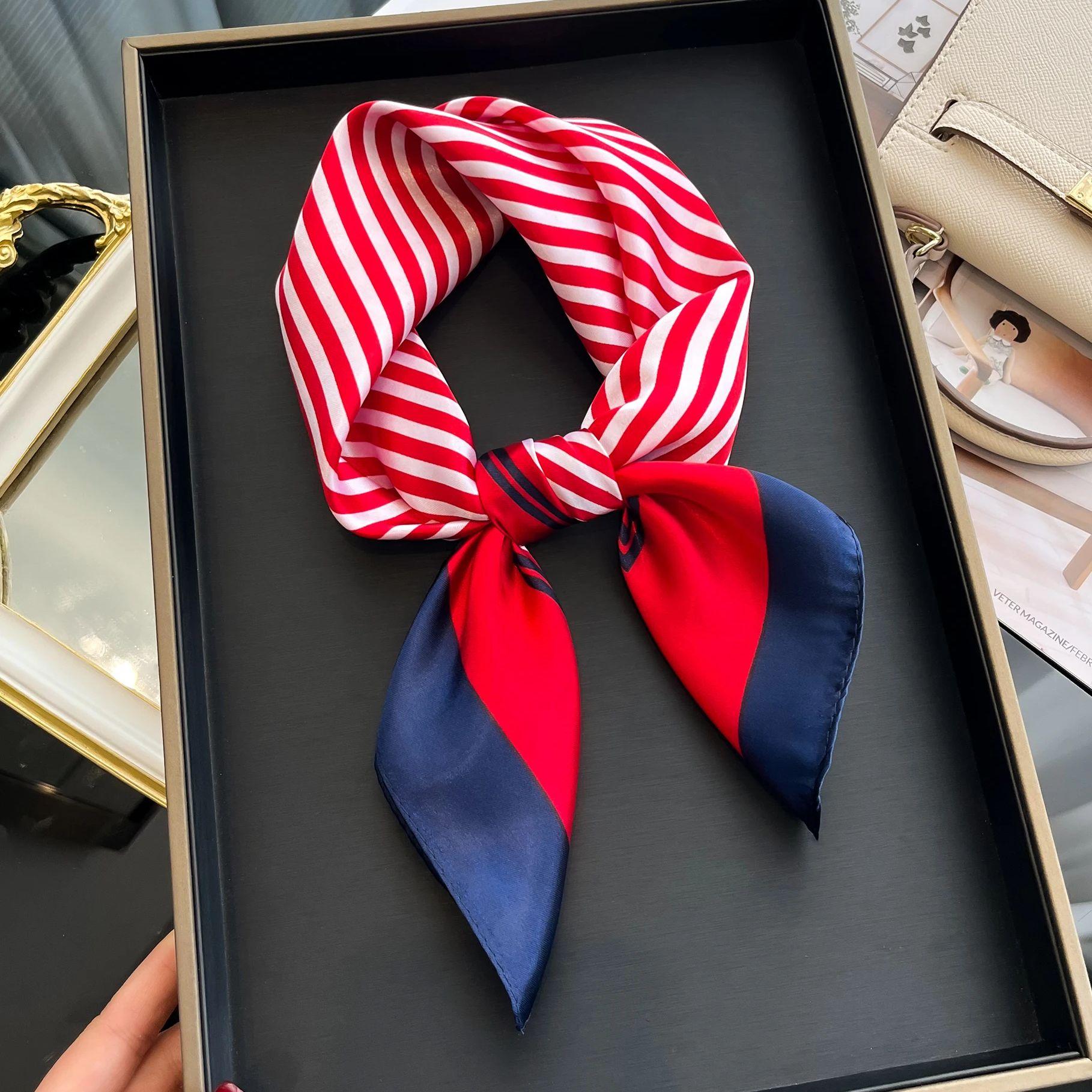 Yiran Shoe Industry Women's Luxury Silk Hair Square Scarf Satin Neck Tie Hand Wrist Foulard Summer Print Shawl Wraps Head Kerchief Hijab Bandana