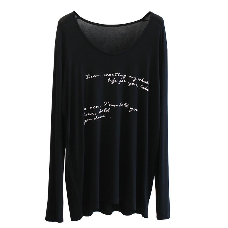 

Женская свободная футболка из модала с большим вырезом и принтом в виде букв - повседневный летний топ с коротким рукавом One Size