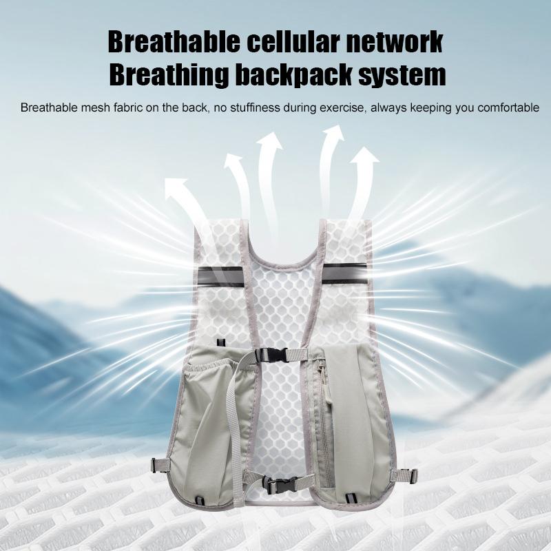 Running Vest With Multiple Pocket Lightweight Reflective Hydration Backpack Breathable Material Vest For Climbing Hiking Camping