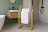 Supporto da bagno, tre bracci, oro, metallo, appendiabiti moderno, portaoggetti