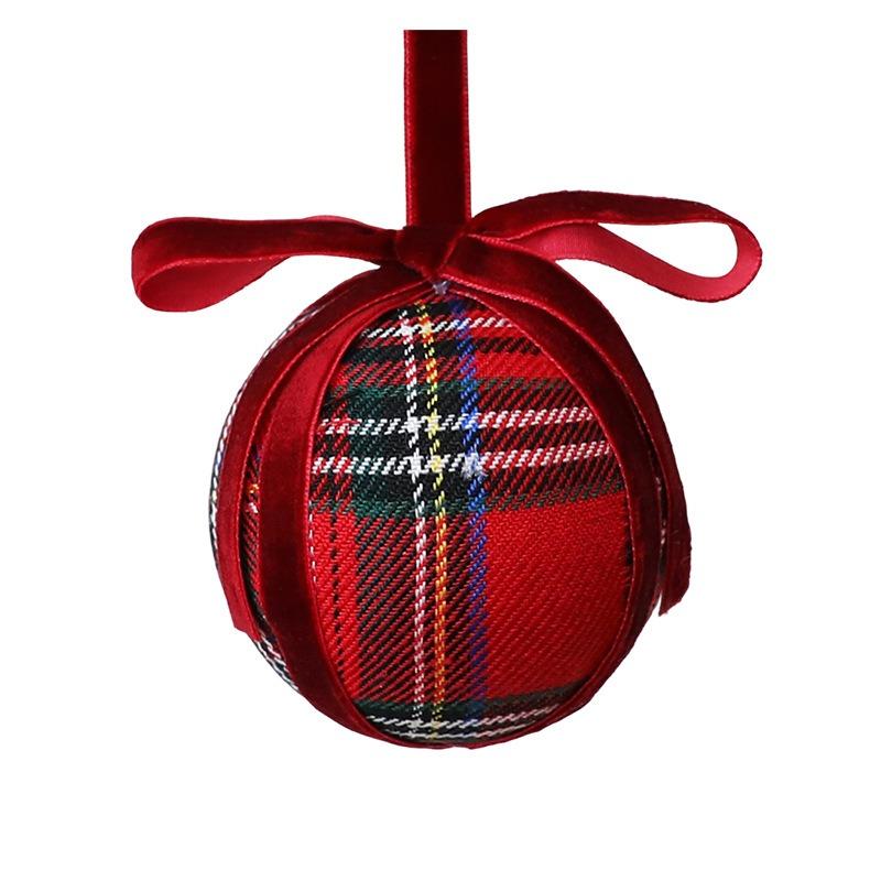 New plaid bow Christmas ball pendant 8CM foam Christmas ball ornament Christmas gift