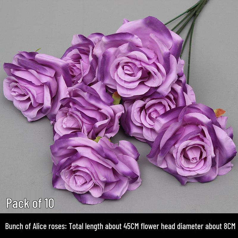 10-Piece Purple Series Artificial Floral Set: Ground Row, Aisle, and Burgundy Wedding Decoration Flowers