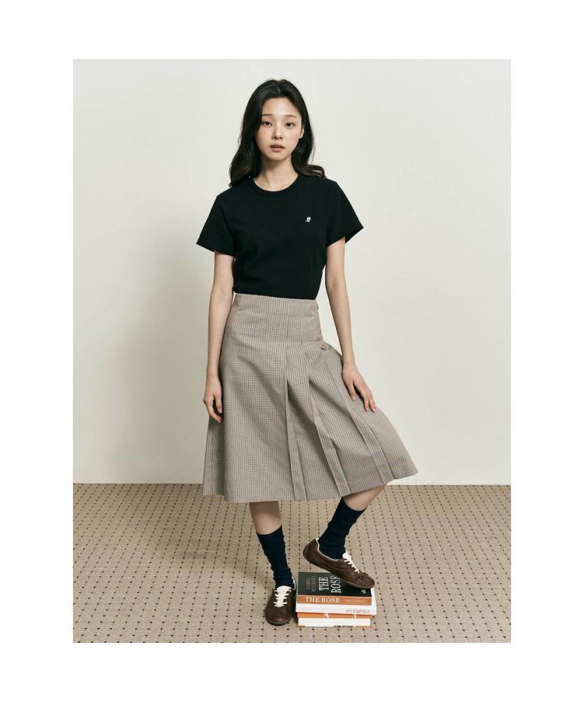 Binpolleidiseu [B. My] Classic Check Pleated Midi Skirt Brown (Bf5827N03D)