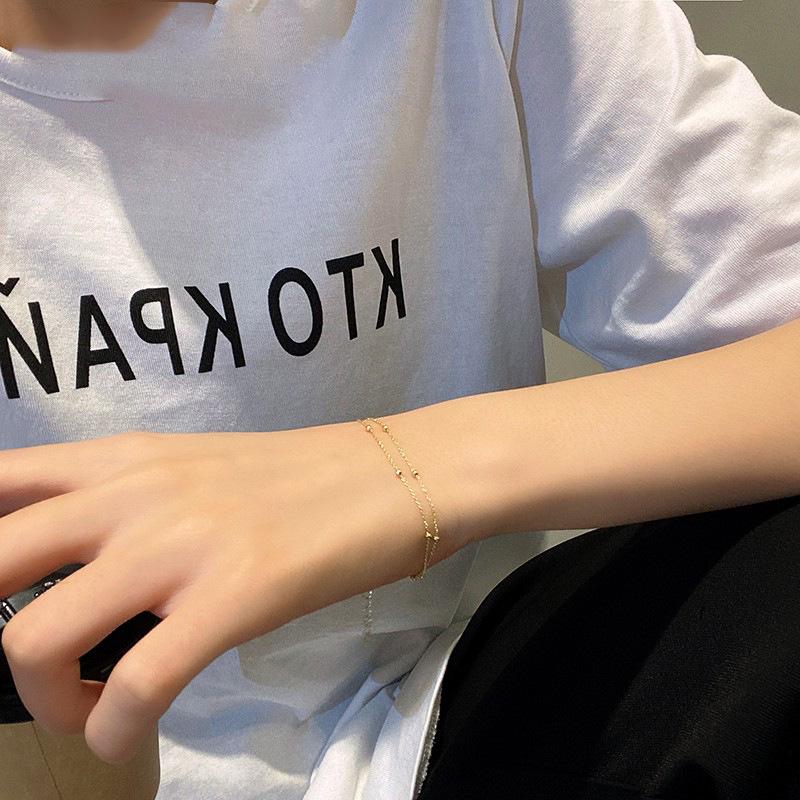 Hong Kong Style Double-Layer Bead Bracelet for Women: Fashionable, Niche, Light Luxury, Trendy, Versatile, Simple Jewelry.