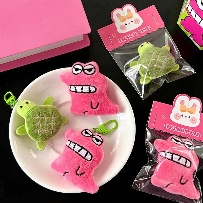 Kawaii Cute Plush Animal Dolls Keychain Brooch Plush Toy For Women Girls Pendant Keyring Backpack Hanging Decoration Accessories