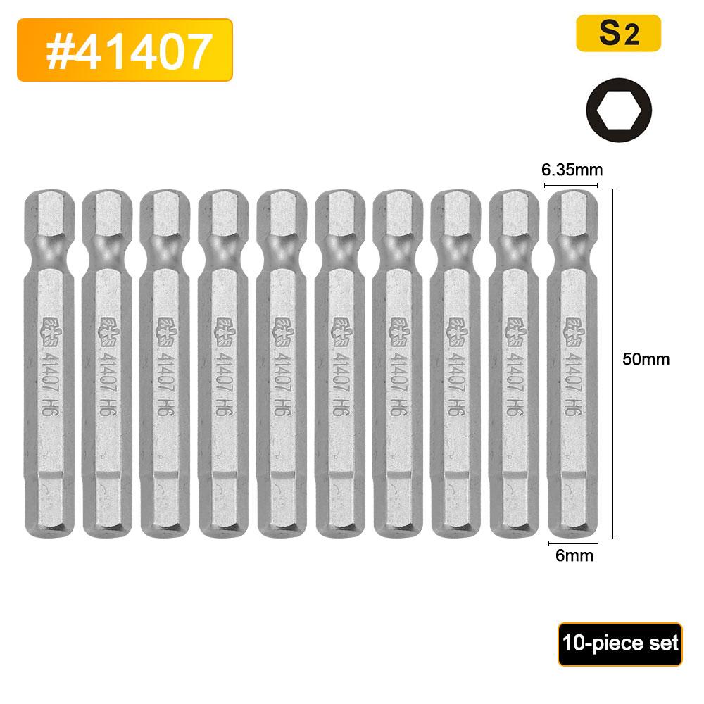 BESTIR 10pcs Hexagon Screwdriver Bit Set 1.5mm-6mm Alloy Steel Single Head Magnetic 1/4" Hex Shank Pneumatic Hexagon Batch Head