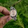 Natural Rose Quartz Gemstone 925 Silver Promise Flower Adjustable Ring For Girls