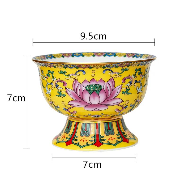 Chinesische Keramik Hohe Schale Buddha Hall Ornamente Heimkreativität Snack Aufbewahrungsschale Traditionelle Buddhistische Anbetungsartikel