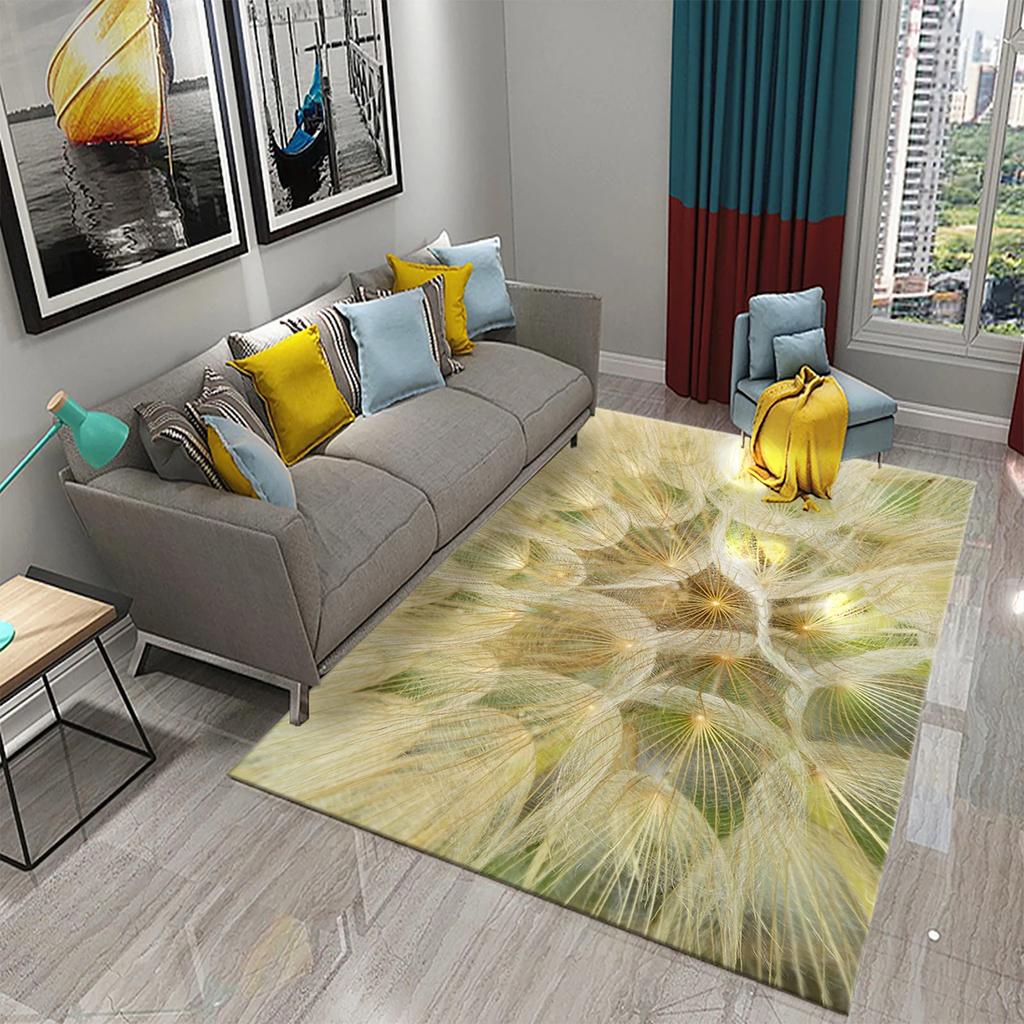 3D Löwenzahn Muster Teppich Fußmatte Rutschfest Badezimmer Schlafzimmer Wohnzimmer Teppich Fußmatte Küche Hauseingang Bodendekor Geschenke