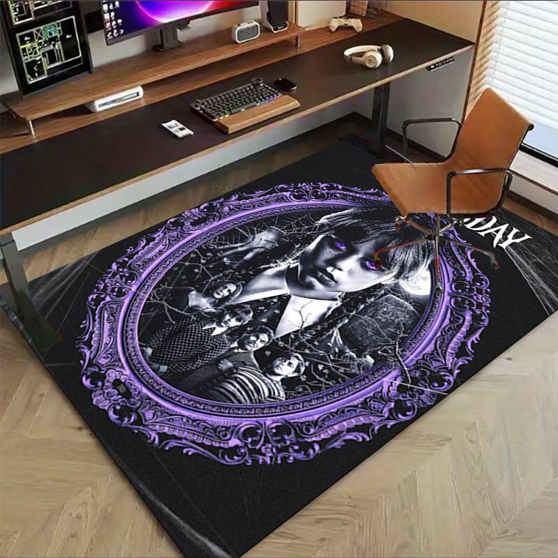 1pc Wednesday Addams Family Carpet for Playroom Bedroom Living Room Sofa Home Decor,kids Game Area Rug Non-slip Floor Mat Y82671