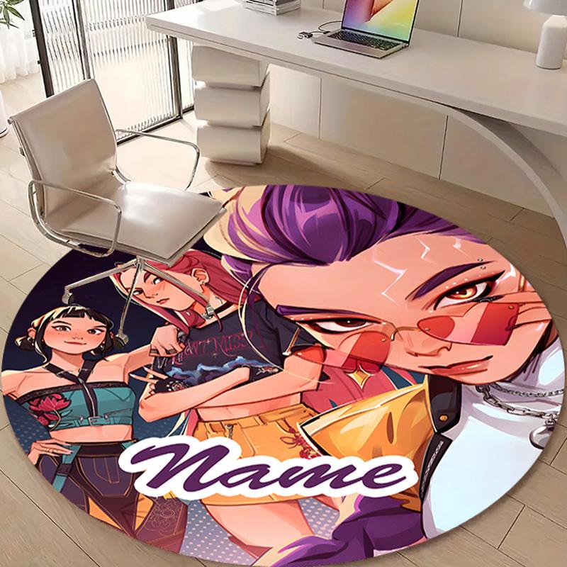 Personalized K-KPop Demon Hunters Round Chair Office Rug - Perfect for Mat, Office Chair & More - Ideal Gift for Birthdays and Holidays