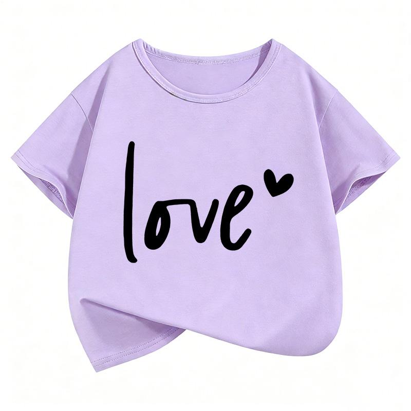 New Love Heart Printed Design T Shirts Short Sleeve Kids Children's T-shirt Boys Girls Summer Spring Casual Top Tee