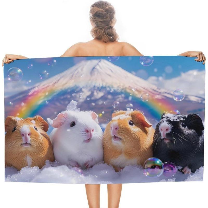 

Guinea Pig Landscape Beach Towel, Lightweight Bath Travel Pool Towel for Sports Spa Yoga Gym W30*H60(CM)