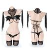 Women's Japanese Style Devilish Roleplay Costume - Patent Leather Lingerie Set for Clubwear & Cosplay
