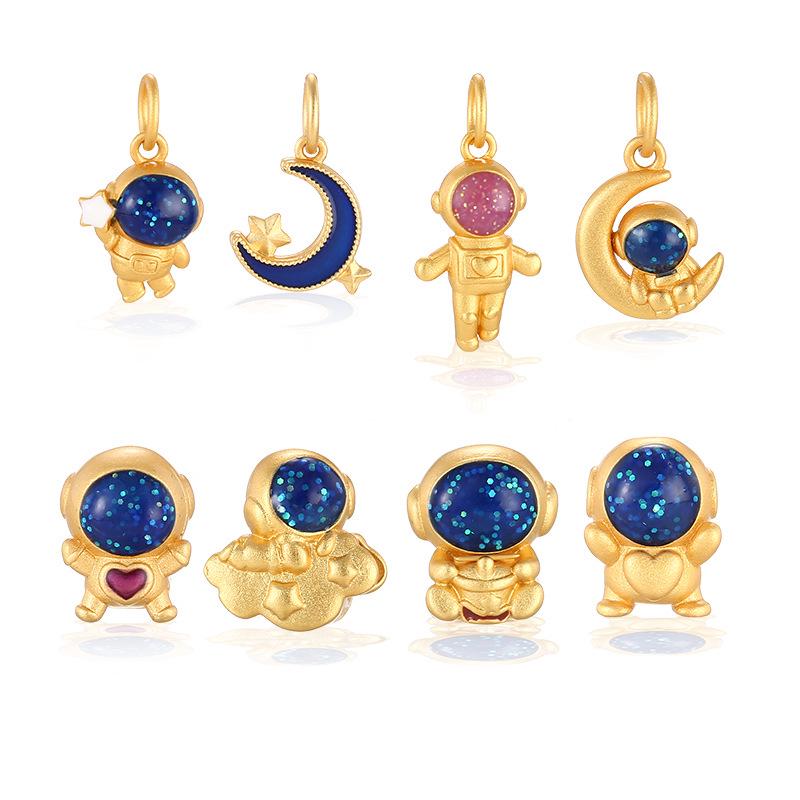 Goldener Sand Astronaut Weltraum Armband DIY Kit: Perlen, Planeten & Raumschiff-Anhänger