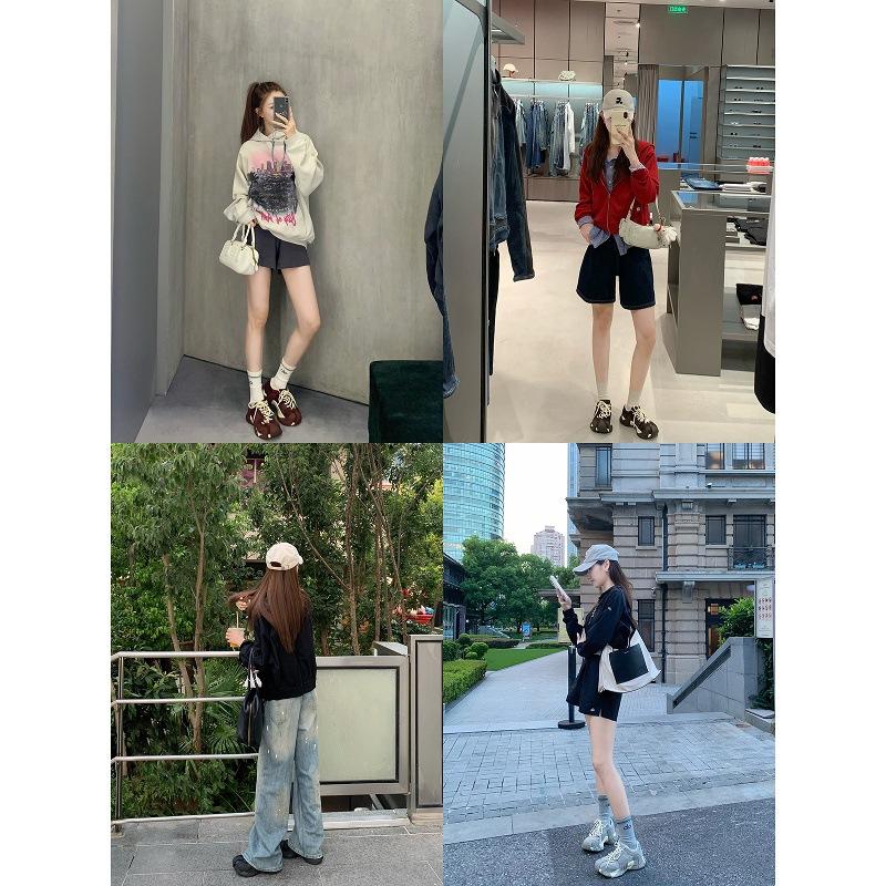 Cowhide~ Grape Mom The Same Style Has a Height Increase of 6cm, and the Explosive Fire Octopus Dad Shoes Have Thick Soles and Versatile Sports Shoes.