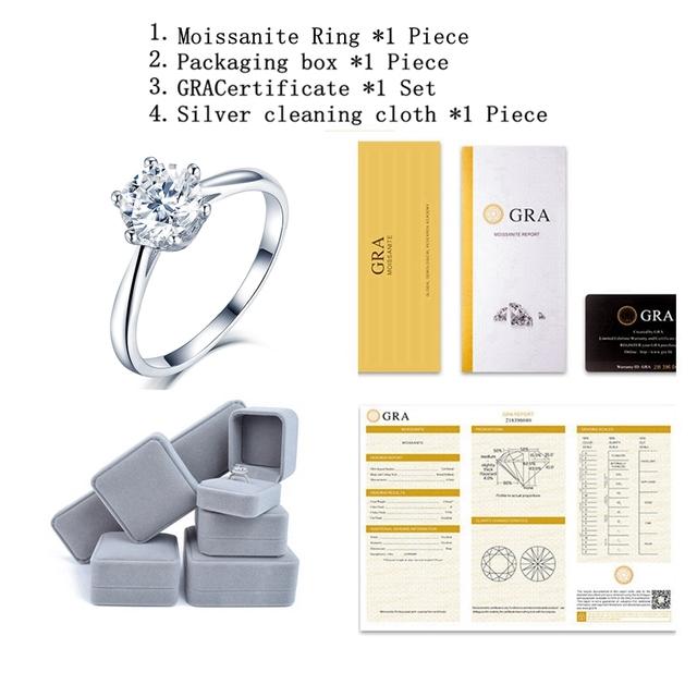 

Настоящее серебро 925 пробы, кольцо с муассанитом цвета D, бриллиантовая огранка, тест пройден шесть когтей, кольца с муассанитом для женщин, ювелирные изделия 8