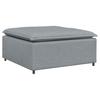 Modular Sofa with Footstool and Cushions Fabric Light Grey