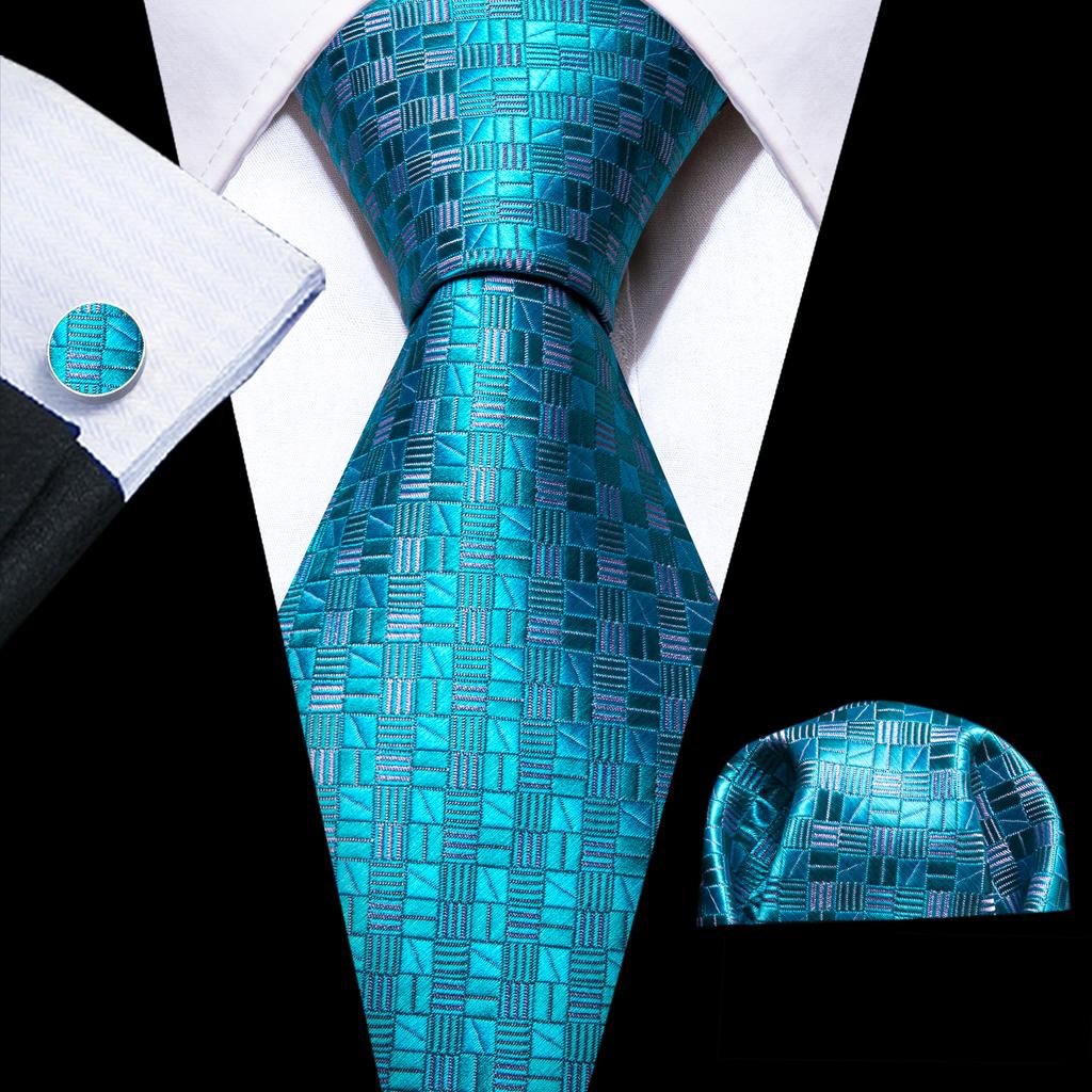 Barry.Wang Floral Ties for Men Woven Paisley Wedding Necktie Handkerchief Cufflinks Formal Casual Set