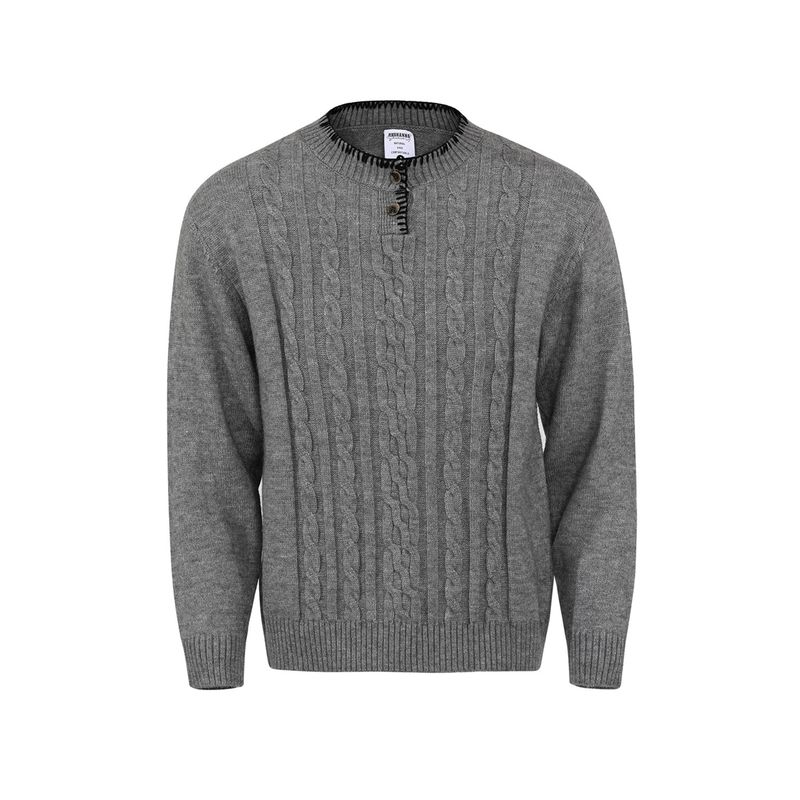 Kisko Autumn and Winter American-Style Henry Collar Hand-Stitched Cable Knit Sweater for Men and Women, High-End Casual Warm Knitwear