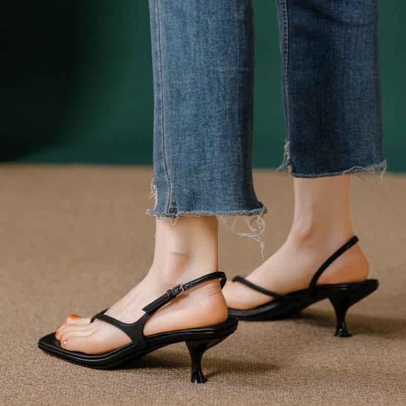 Women's High Heel Sandals Designer Pinch Toe Sandals 2025 Summer New French Sandals for Women Dress Sandalias Flip Flops