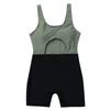 Women's Sleeveless One Piece Swimsuit with Cutout Design and Color Block Pattern Stretch Fabric Flat Leg Style Swimwear