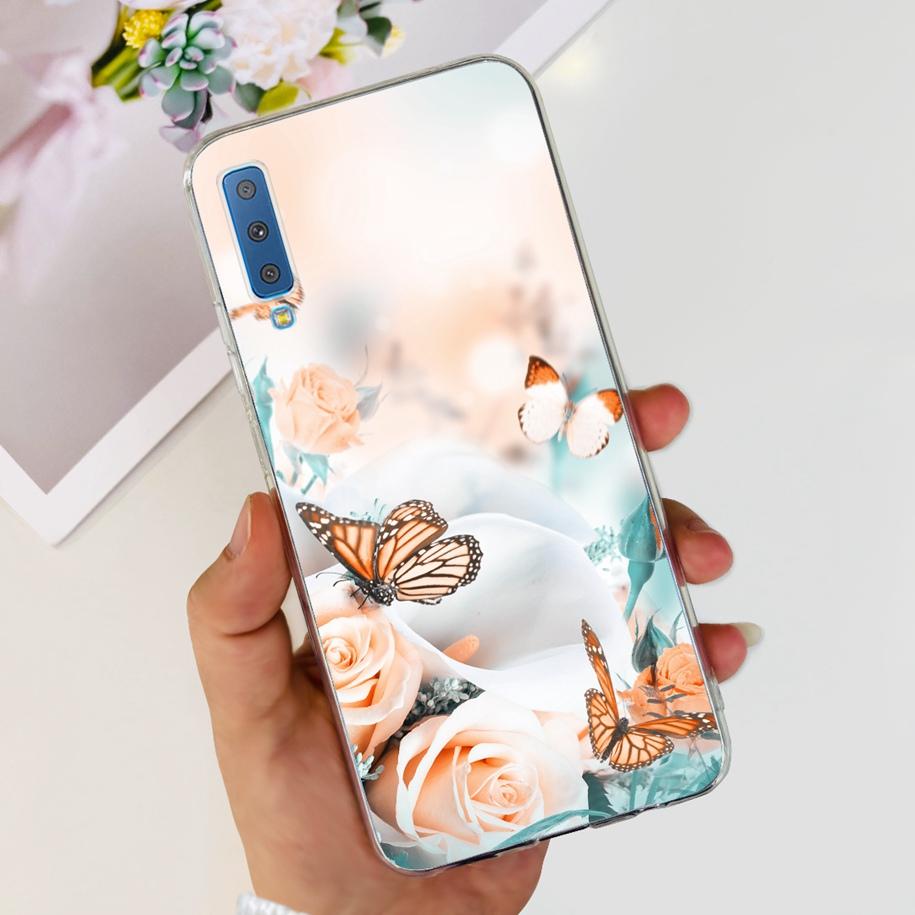 For Cover Samsung Galaxy A7 2018 Case New Fashion Flower Bumper Soft Silicone Phone Case For Samsung A7 2018 A750 SM-A750F Coque