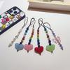 HERLOOK Phone Charm Love Heart Bowknot Pendant Simple Beaded Chain Cellphone Lanyard Trendy Women Y2K Accesories