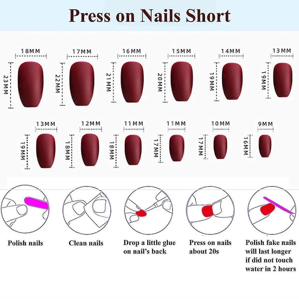 48 Pcs Glossy Press On Nails, Medium Stiletto Fake Nails, False Nails With Glue