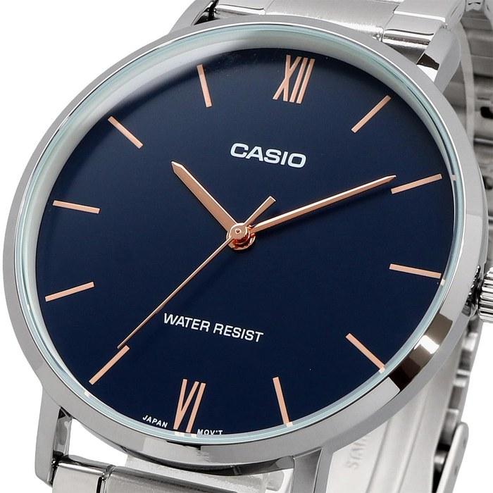 Casio Quartz Men's Watch MTP-VT01D-2B Navy Metal Band