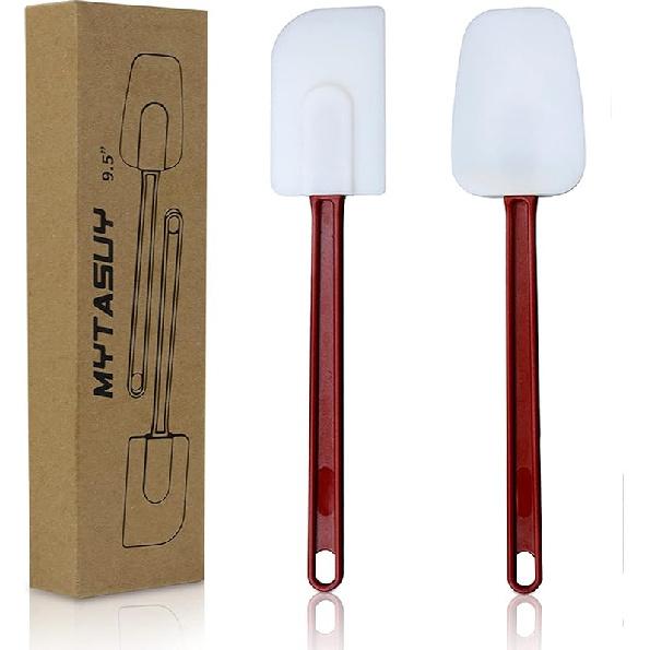 16.5 INCH Silicone Spatulas Heat Resistant Heavy Duty Rubber Spatulas Commercial Spatulas Set for Kitchen Use Silicone Cooking Utensils Sets of 2 10 inch