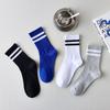 Fashion Striped Mens Socks Casual Streetwear Black White Sports Socks Men Male Cotton Breathable Hip Hop Skateboard Long Socks