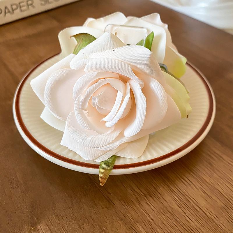 Super fairy fabric rose flower hairpin fairy wind sweet simple grab clip hair accessories fashion versatile niche headgear girl