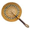 Colorful Striped Patterns Hand Braided Fan Vintage Cattail Fan Decorative Handheld Fans  Outdoor