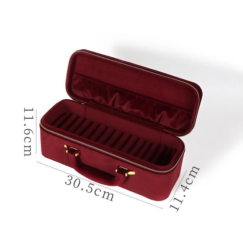 15 Slot Velvet Jewelry Box Bracelets Luxury Storage Organizer Gold Jade