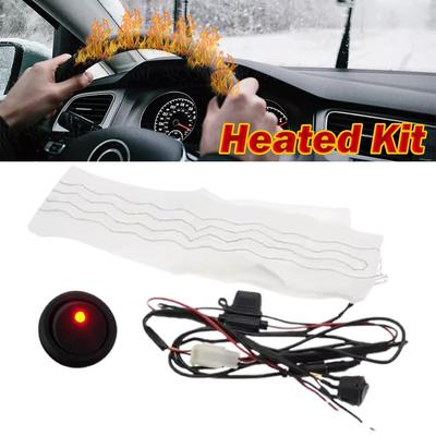 Universele Auto Stuurwiel Verwarmingsset Auto Verwarmingskussens Auto Verwarming Ronde Schakelaar Stuurwielhoezen Voor Auto's 50 Cm X 8 Cm 12V F7Z5