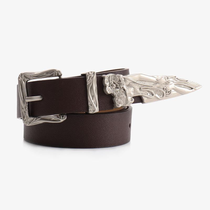 Leopard Print Western Style Leather Belt For Women And Men With Alloy Buckle For Casual Wear